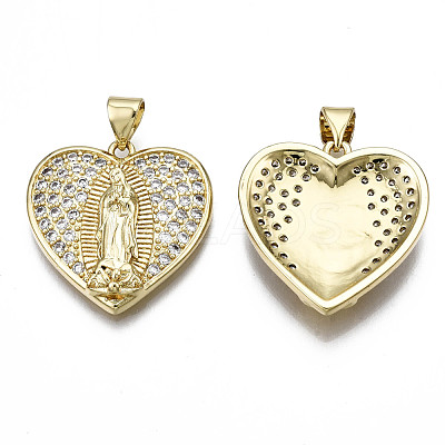 Brass Micro Pave Clear Cubic Zirconia Pendants KK-Q769-028-NF-1