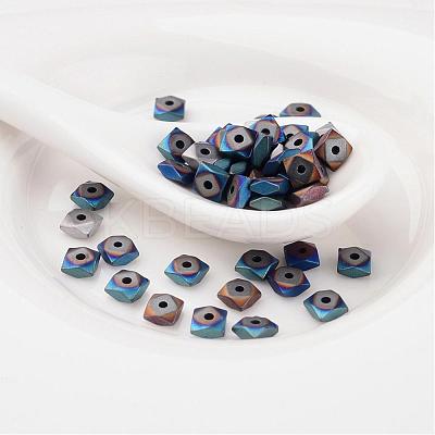Frosted Square Electroplate Non-Magnetic Synthetic Hematite Beads X-G-P046-08-1