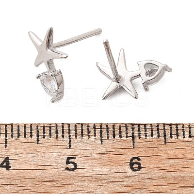 925 Sterling Silver Stud Earrings EJEW-D317-02P-1