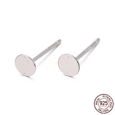 Anti-Tarnish Rhodium Plated 925 Sterling Silver Earrings Findings STER-P032-15-4mm-1