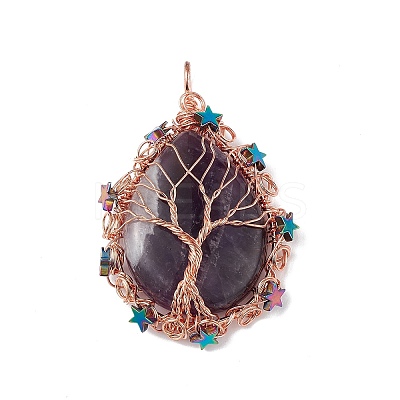 Natural Amethyst Big Pendants G-L524-09RG-05-1