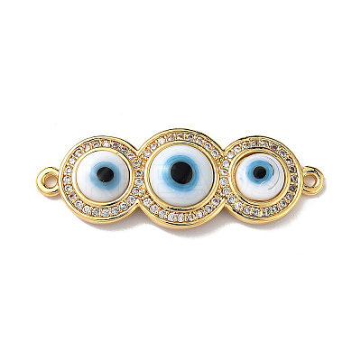 Handmade Lampwork Evil Eye Connector Charms ZIRC-L102-10G-02-1