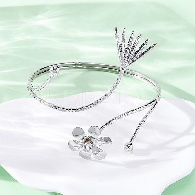 Flower Alloy Arm Cuff Bangles for Girl Women LS-AJEW-A063-01G-P-1