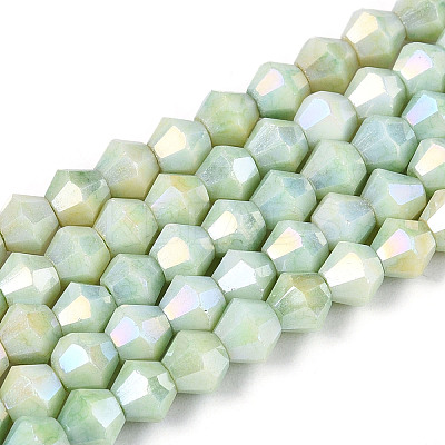 Anti-Tarnish Electroplate Bicone Glass Beads Strands EGLA-T021-4mm-16-09-1