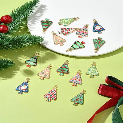 16Pcs 8 Colors Christmas Theme Rack Plating Alloy Pendants FIND-FS0002-98-1