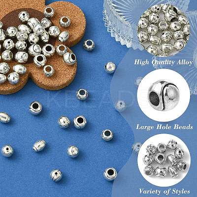 50Pcs 5 Styles Tibetan Style Alloy Beads FIND-CJ0003-62-1