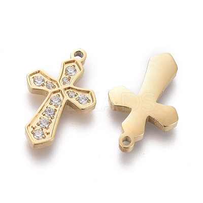 316 Surgical Stainless Steel Cubic Zirconia Tiny Cross Charms STAS-F256-018G-1