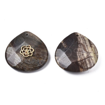 Natural Ocean Jasper Pendant Rhinestone Settings G-N326-133-07-1