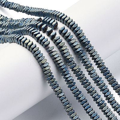 Frosted Square Electroplate Non-magnetic Synthetic Hematite Beads Strands X-G-E403-73C-1