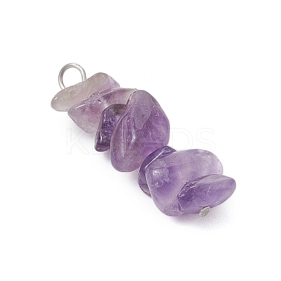 3Pcs Natural Rose Quartz & Amethyst & Lapis Lazuli Chip Beaded Constellation Pendants PALLOY-JF03043-07-1
