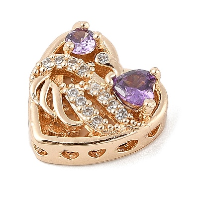 Brass Micro Pave Cubic Zirconia Beads KK-K297-32G-02-1