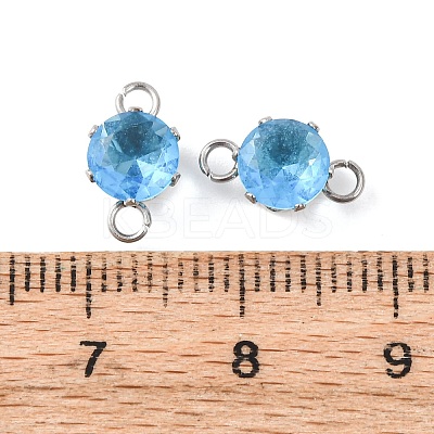 304 Stainless Steel Micro Pave Cubic Zirconia Connector Charms STAS-H240-50P-10-1