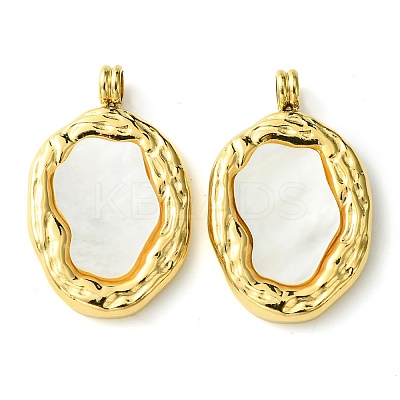 Ion Plating(IP) 304 Stainless Steel Pave Shell Pendants FIND-Z028-09G-1