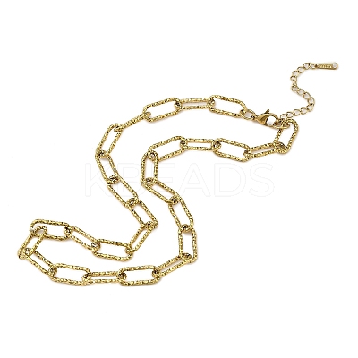 304 Stainless Steel Textured Paperclip Chain Necklaces for Women Men NJEW-Q028-08G-1