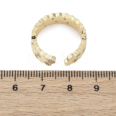 Brass Micro Pave Clear Cubic Zirconia Cuff Rings for Women RJEW-S398-02G-1