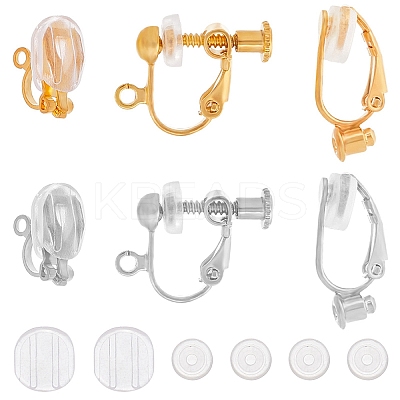 24Pcs 6 Style Brass Clip-on Earring Findings DIY-SC0021-30-1