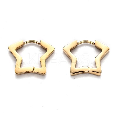 304 Stainless Steel Star Huggie Hoop Earrings STAS-H156-07G-1