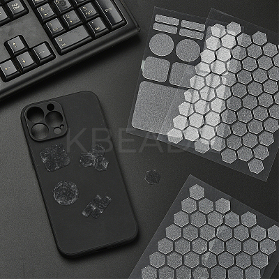 8Pcs 2 Styles PEVA Rubber Anti-Slip Hexagonal Phone Grip Tape Stickers for Phones AJEW-SP0002-64C-01-1