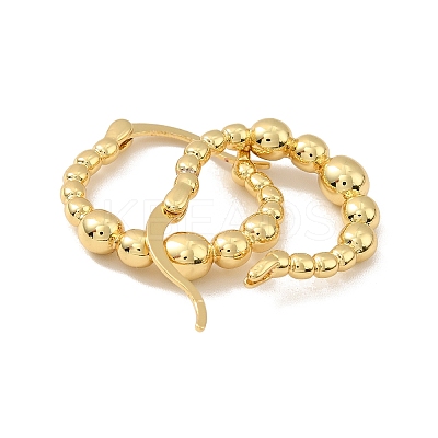 Rack Plating Brass Beaded Oval Hoop Earrings for Women LS-EJEW-M209-05G-1