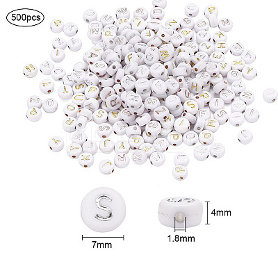 500Pcs Plating Acrylic Beads PACR-YW0001-07-1