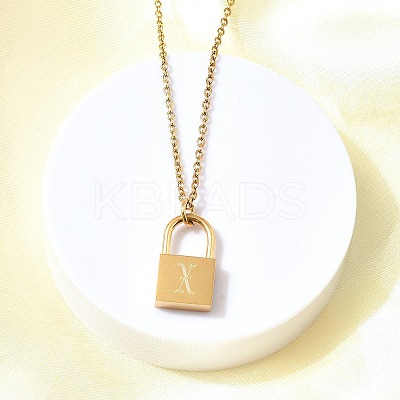 304 Stainless Steel Rolo Chain Pendant Necklaces NJEW-S444-01G-24-1