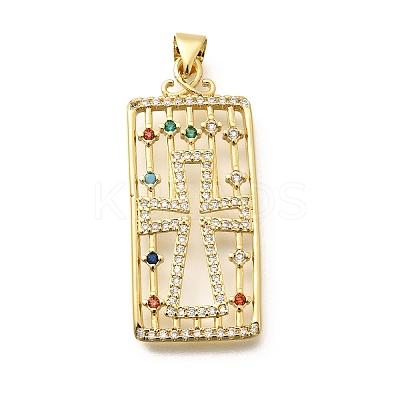 Rack Plating Brass Micro Pave Cubic Zirconia Pendants KK-L226-030G-03-1