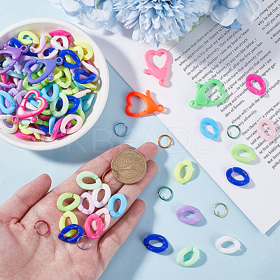 400Pcs Opaque Acrylic Twist Quick Link Connectors with 25Pcs Opaque Acrylic Lobster Claw Clasps with 50Pcs Aluminum Wire Open Jump Rings FIND-SP0002-70-1