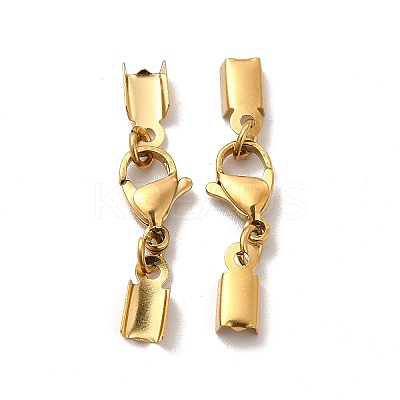 Ion Plating(IP) 304 Stainless Steel Lobster Claw Clasps with Cord Ends STAS-H179-02G-1