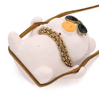 Cute Gesso Swinging Pig Pendant Decorations HJEW-A008-01B-1