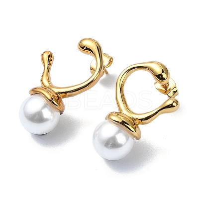 Ion Plating(IP) 304 Stainless Steel Twist Ring Stud Earrings EJEW-G375-06G-1