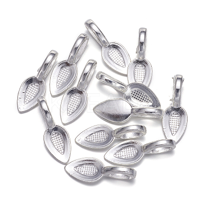 Tibetan Style Alloy Glue-on Flat Pad Bails LS-TIBEP-AB3348Y-S-NF-1