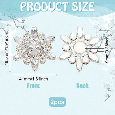 2Pcs Flower Rhinestone Ornament Accessories DIY-FG0006-42P-02-1