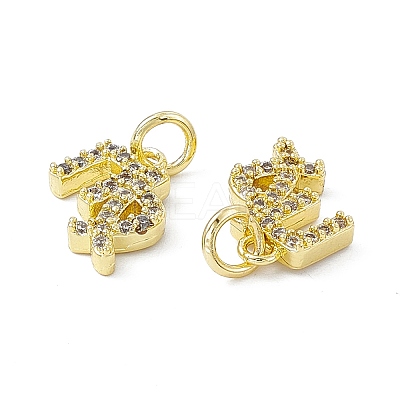 Real 18K Gold Plated Brass Micro Pave Clear Cubic Zirconia Charms KK-E068-VB411-6-1
