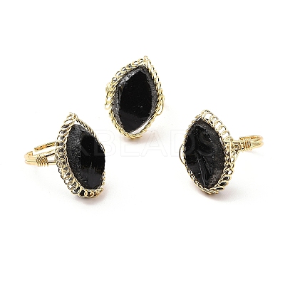 Natural Obsidian Horse Eye Wrapped Adjustable Ring G-D458-03G-03-RS-1