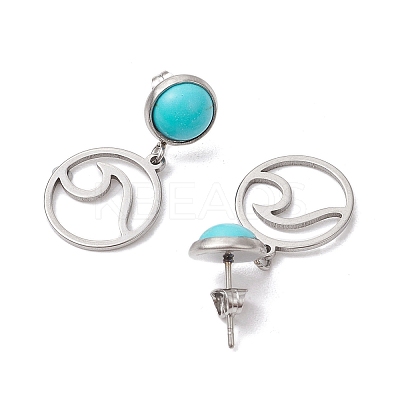 304 Stainless Steel Dangle Stud Earrings EJEW-JE06302-1