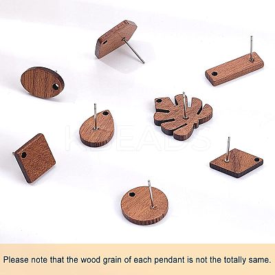 Walnut Wood Stud Earring Findings DIY-OC0005-42P-1