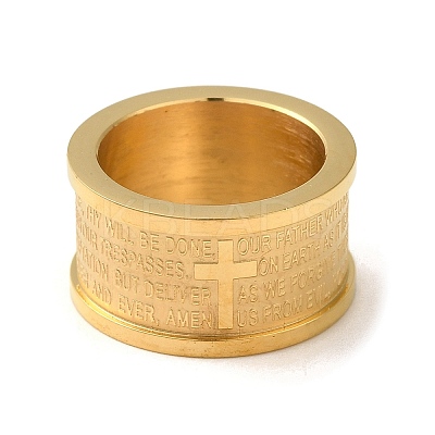 PVD Vacuum Plating 304 Stainless Steel Lord's Prayer Linking Rings RJEW-C085-01G-1