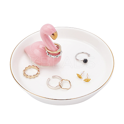 Porcelain Flamingo Ring Holder DJEW-WH0011-26-1