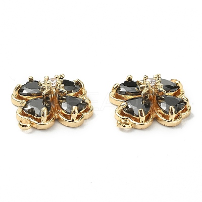 Brass Pave Clear Cubic Zirconia Connector Charms KK-B072-09G-1