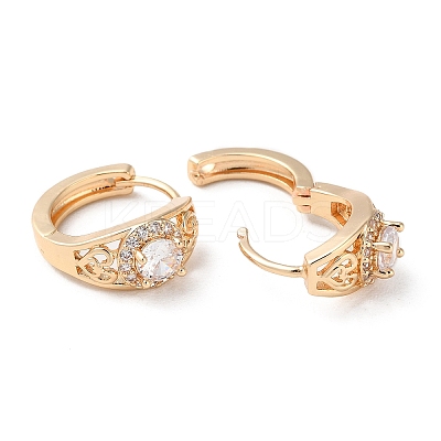 Rack Plating Brass Micro Pave Cubic Zirconia Hoop Earrings EJEW-P238-18KCG-1