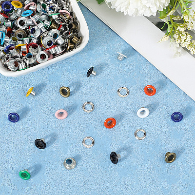 200 Sets 10 Colors Iron Grommet Eyelet Findings SCRA-GF0001-10B-05-1