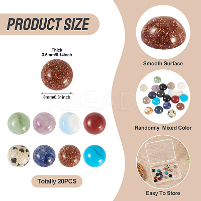 20Pcs Natural & Synthetic Mixed Gemstone Cabochons G-TA0002-76C-1
