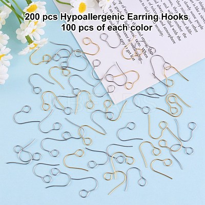 100Pcs 2 Colors 316 Surgical Stainless Steel Earring Hooks JX216A-1