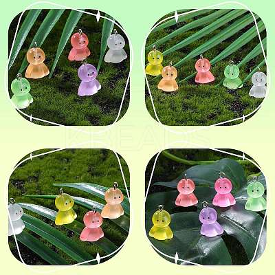80Pcs 8 Colors Luminous Resin Pendants RESI-SZ0003-48-1