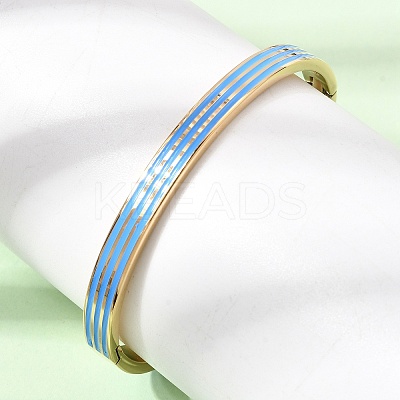 304 Stainless Steel Enamel Striped Hinged Cuff Bangles for Women SA-CBAC920-06G-1