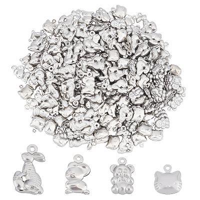 200Pcs 4 Style 316 Surgical Stainless Steel Pendants STAS-DC0003-49-1