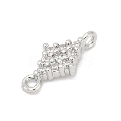 Brass Micro Pave Clear Cubic Zirconia Connector Charms KK-Z094-08P-03-1