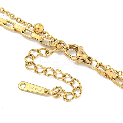 Ion Plating(IP) 201 Stainless Steel & Plastic Pearl Double Layered Necklaces NJEW-K270-23G-1