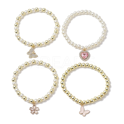 4Pcs 4 Styles Glass & Synthetic Hematite Stretch Bracelets Set BJEW-JB10141-1