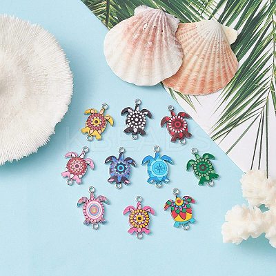 10Pcs 10 Colors Alloy Enamel Connector Charms FIND-YW0003-97-1